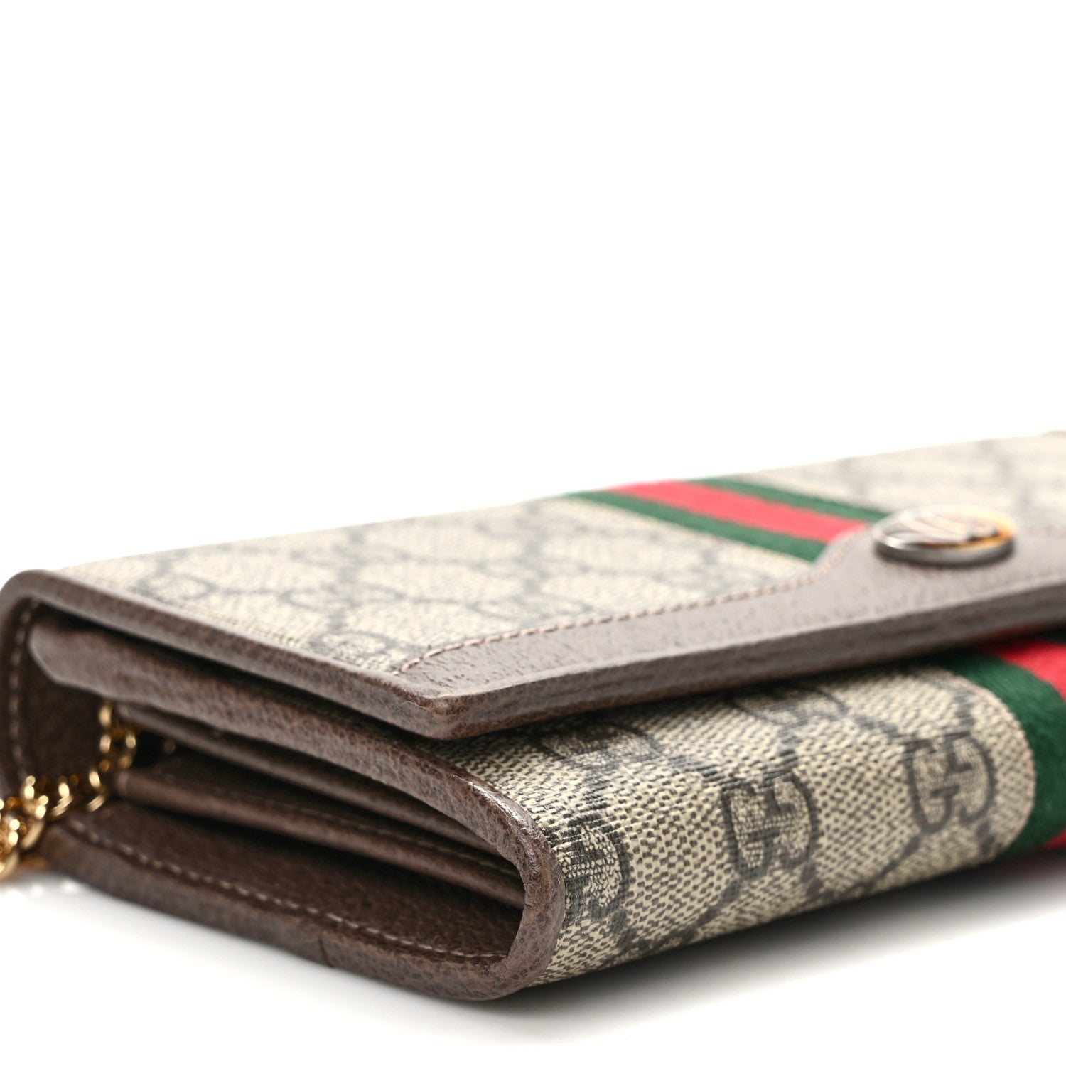 Gucci GG Supreme Monogram Web Ophidia Wallet On Chain Brown 8 of 10