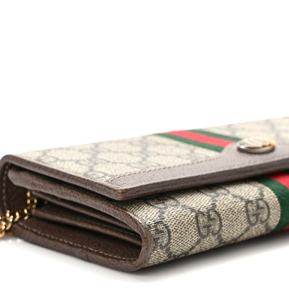Gucci GG Supreme Monogram Web Ophidia Wallet On Chain Brown 8 of 10