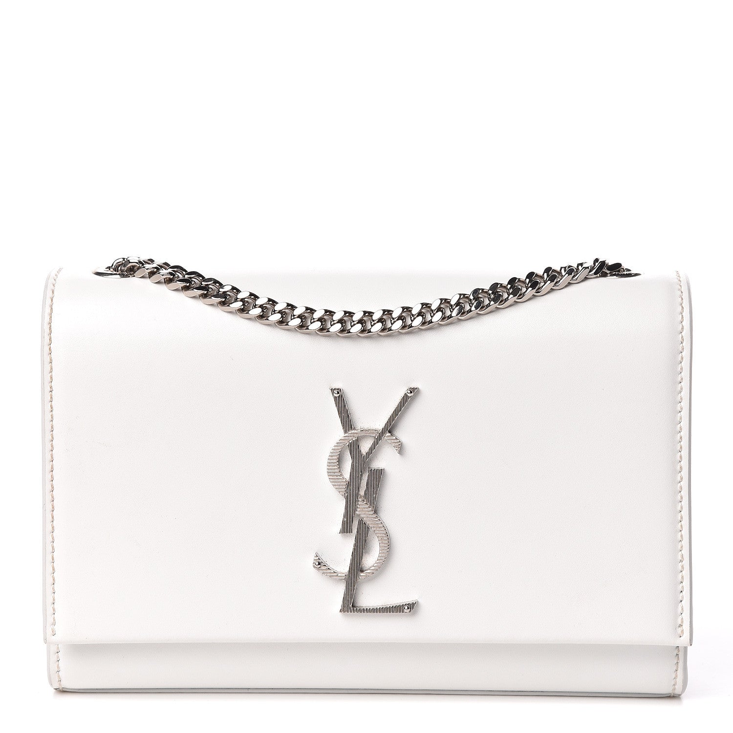 Saint Laurent Smooth Calfskin Small Monogram Kate Satchel Optical White 1 of 15