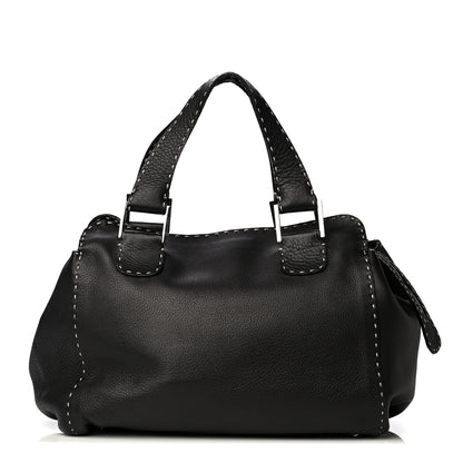 Fendi Calfskin Romano Selleria Satchel Black 1 of 8