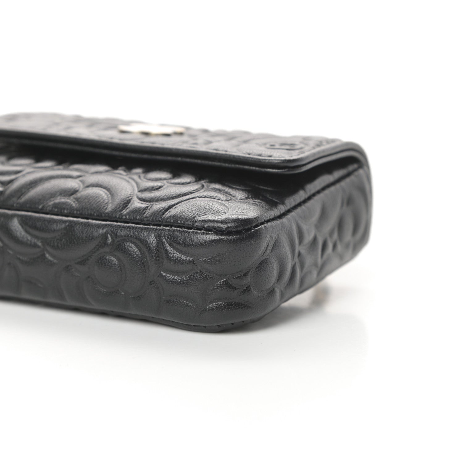 Chanel Lambskin Camellia Embossed Chain Belt Bag Black 11 of 12