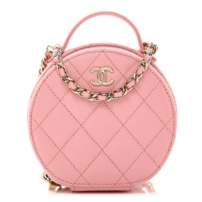Chanel Caviar Quilted Round Handle With Care Vanity With Chain Pink 1 of 12