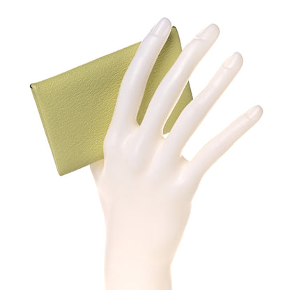 Hermes Chevre Mysore Calvi Card Case Jaune Bourgeon 2 of 12