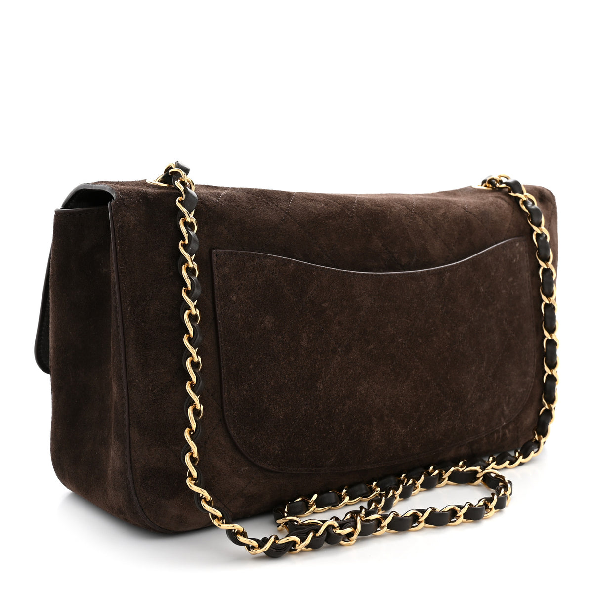Suede Calfskin Small Souplissimo Maxi Flap Dark Brown