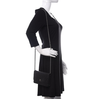 Chanel Lambskin Camellia Embossed Wallet on Chain WOC Black 2 of 12