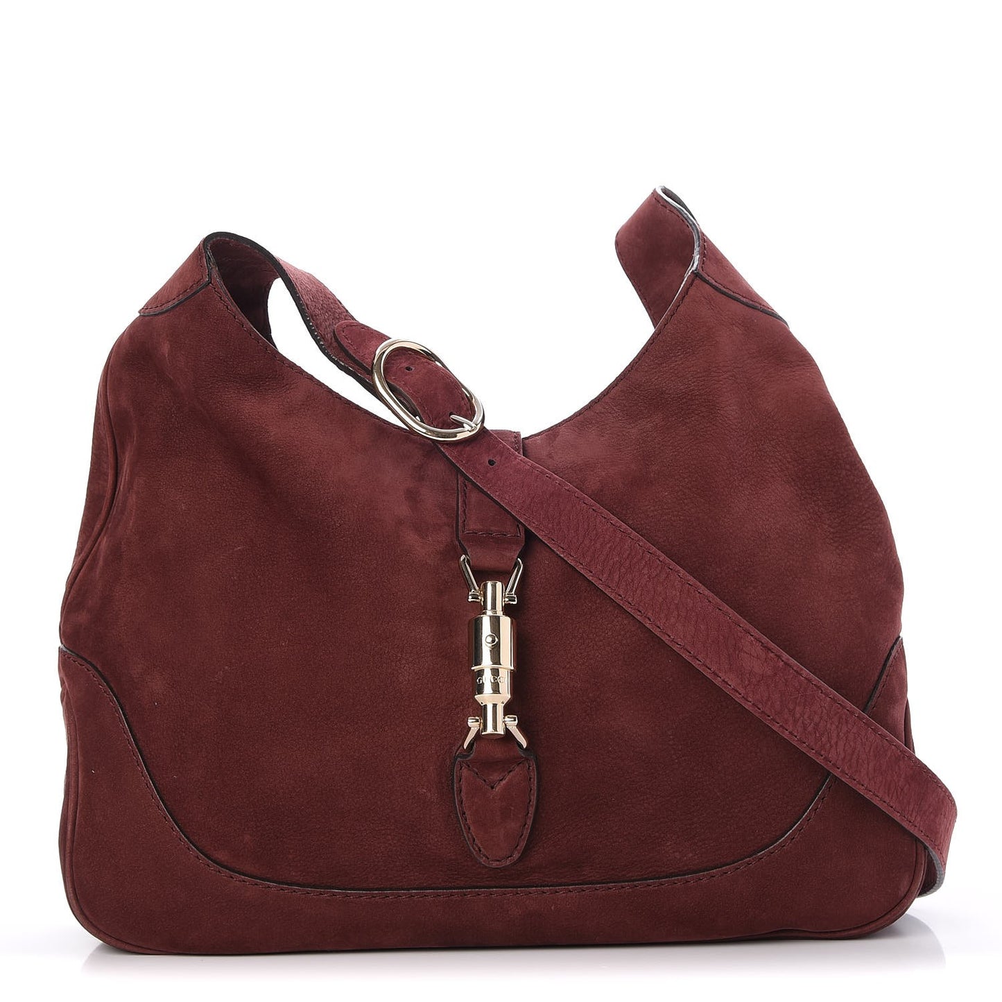 Nubuck Medium Jackie Shoulder Bag Burgundy
