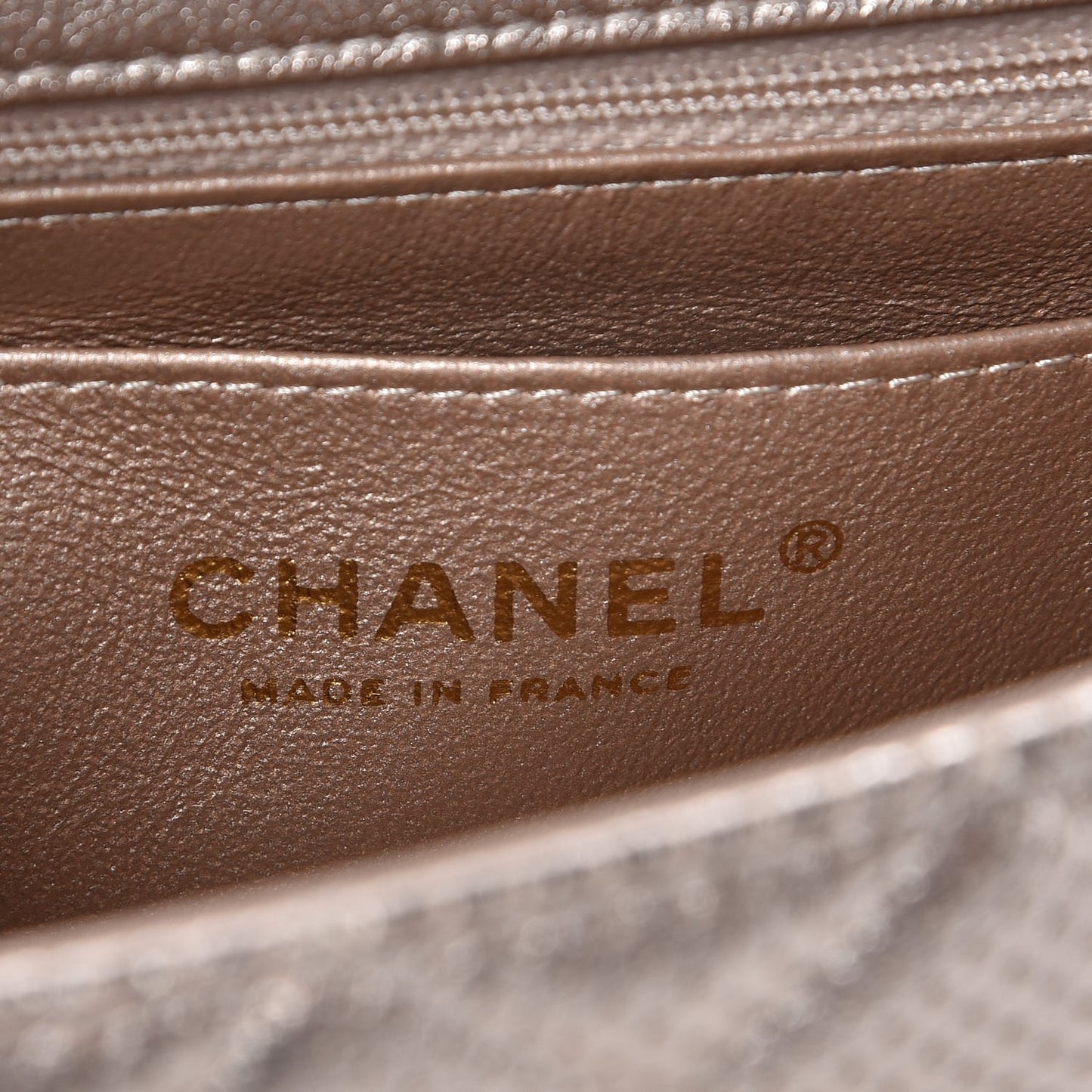 Metallic Lambskin Perforated Mini Rectangular Flap Light Gold