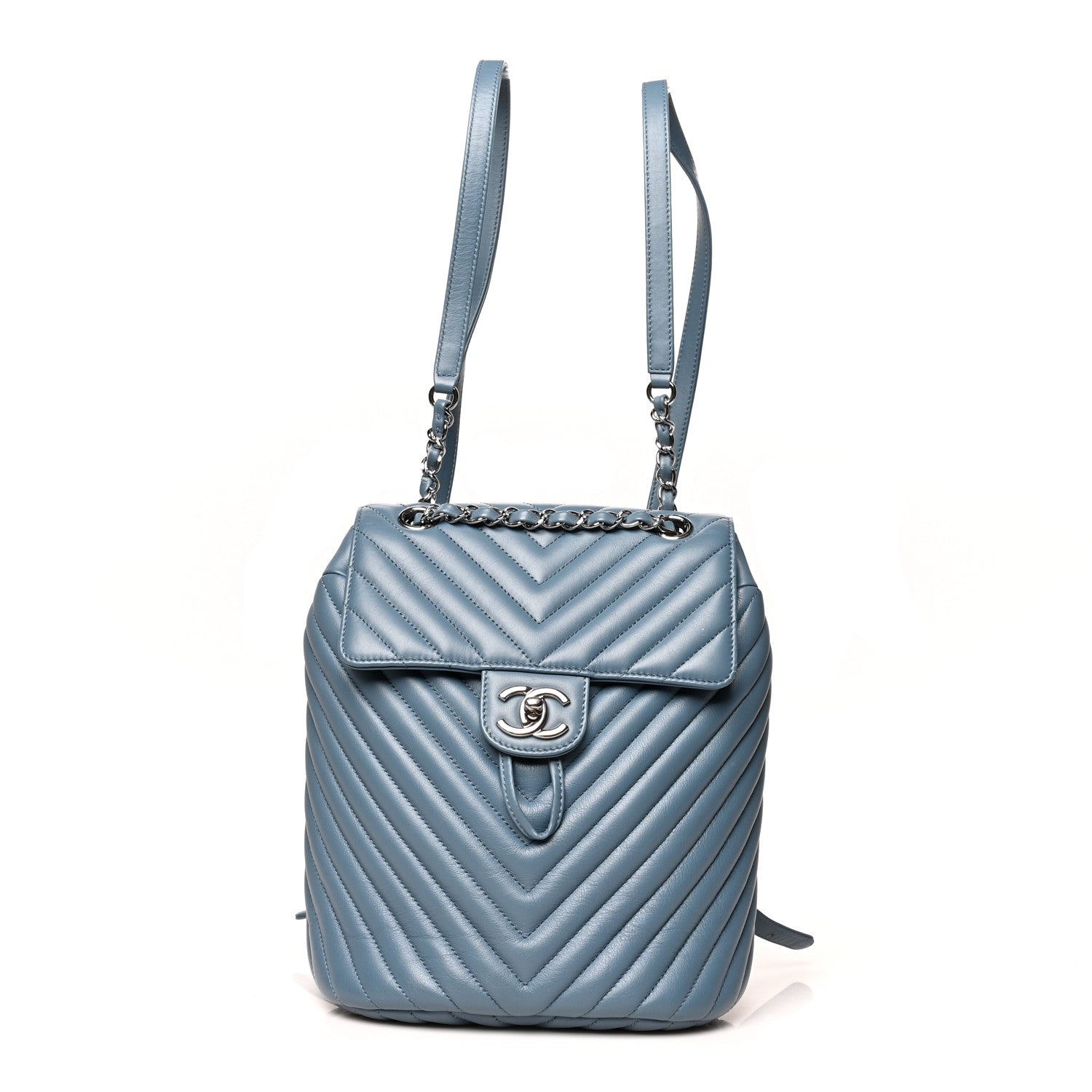 Chanel Calfskin Chevron Quilted Small Urban Spirit Backpack Light Blue 1 of 11