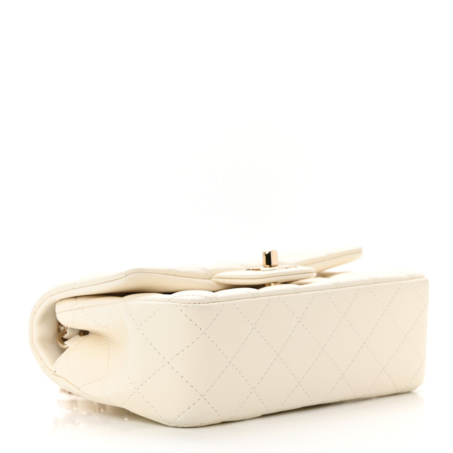 Lambskin Quilted Mini Rectangular Flap White