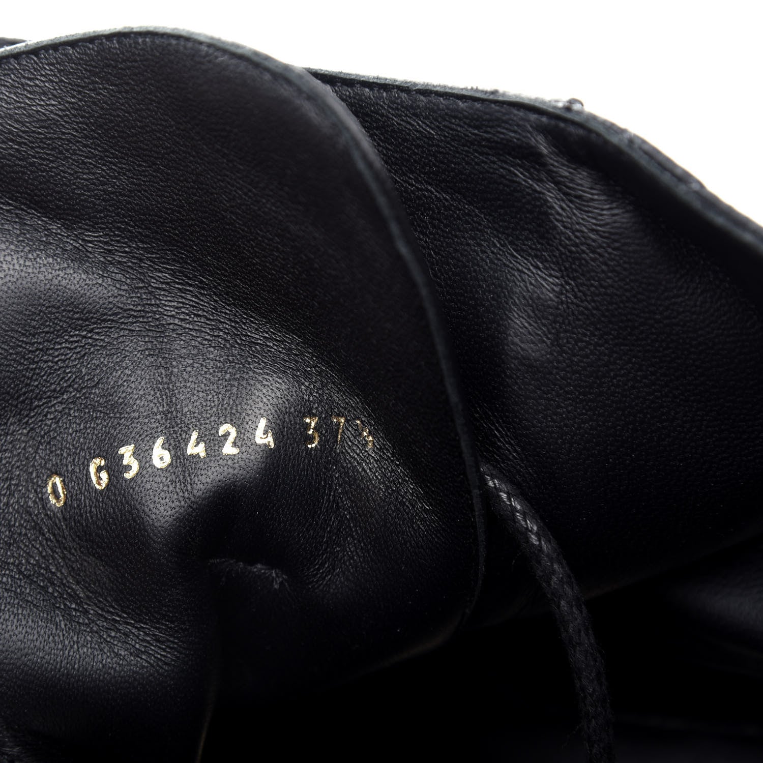 Chanel Shiny Goatskin Calfskin Quilted Lace Up Combat Boots 37.5 Black 10 of 11
