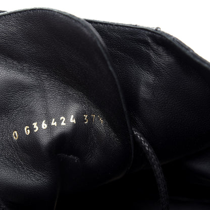 Chanel Shiny Goatskin Calfskin Quilted Lace Up Combat Boots 37.5 Black 10 of 11
