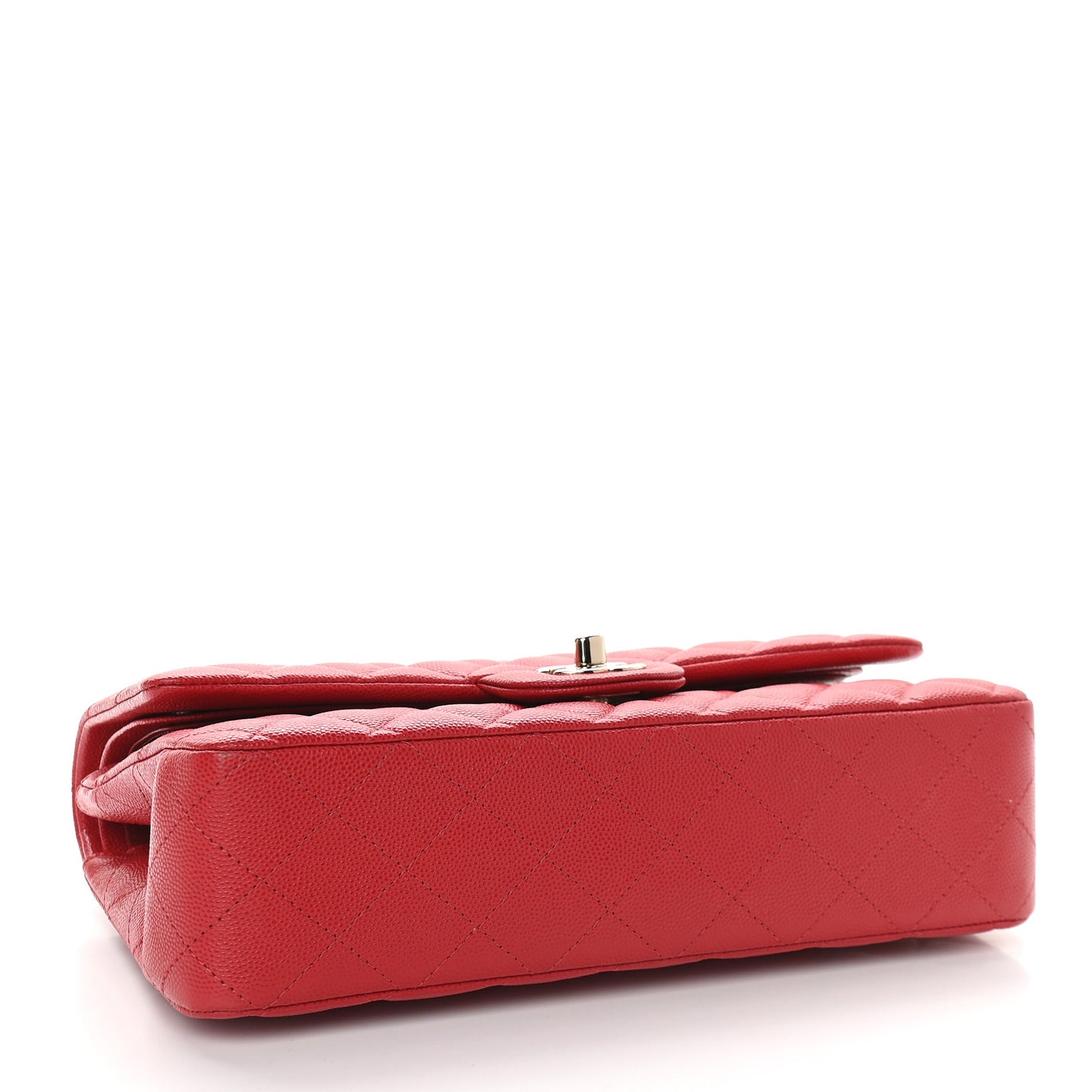 Caviar Quilted Medium Double Flap Red
