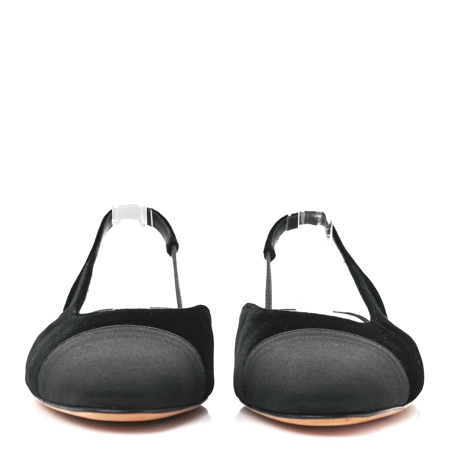 Chanel Velour Grosgrain Cap Toe Slingback Flats 38 Black 2 of 9