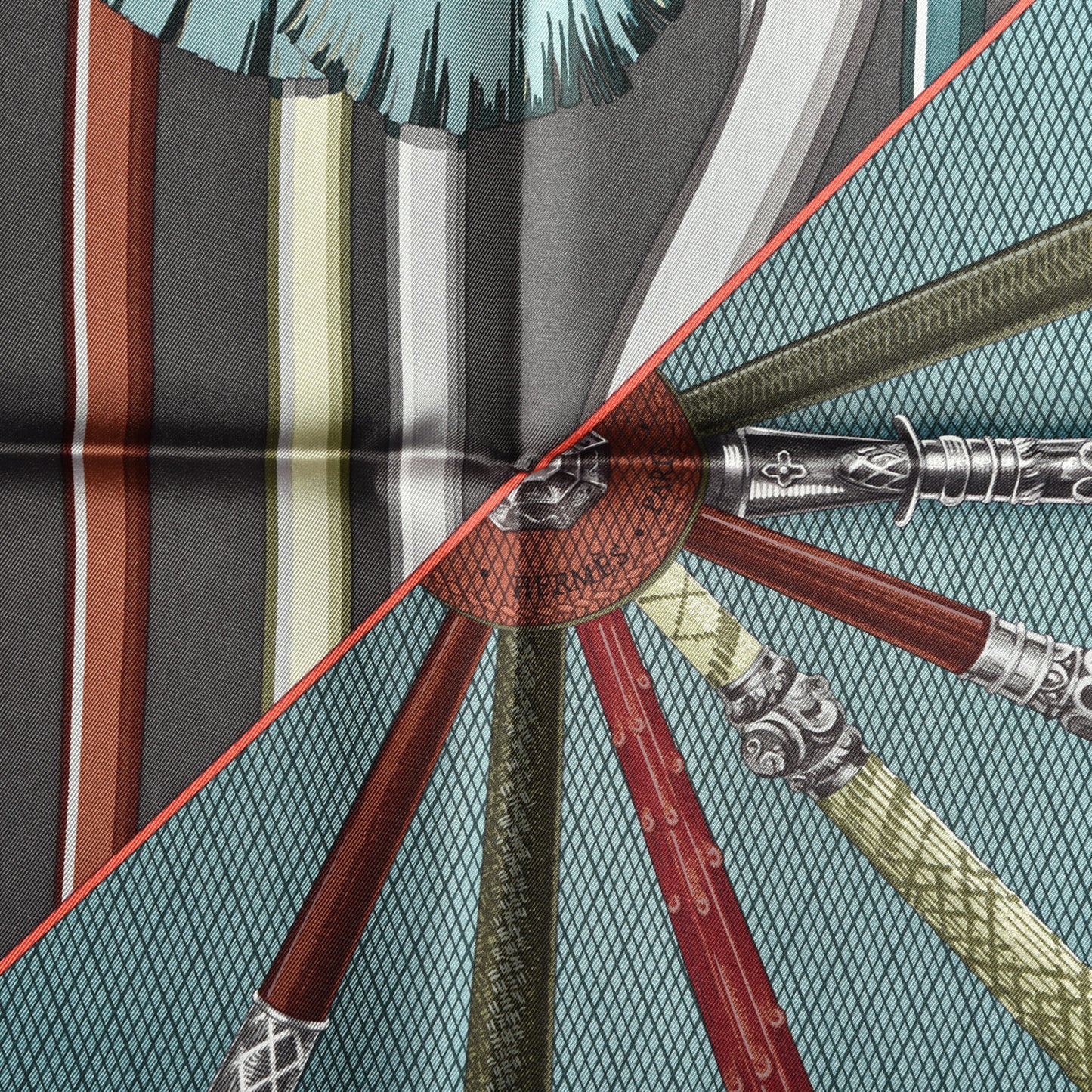 Silk Cannes Et Cannes Scarf 90 Anthracite Vert Quetsche