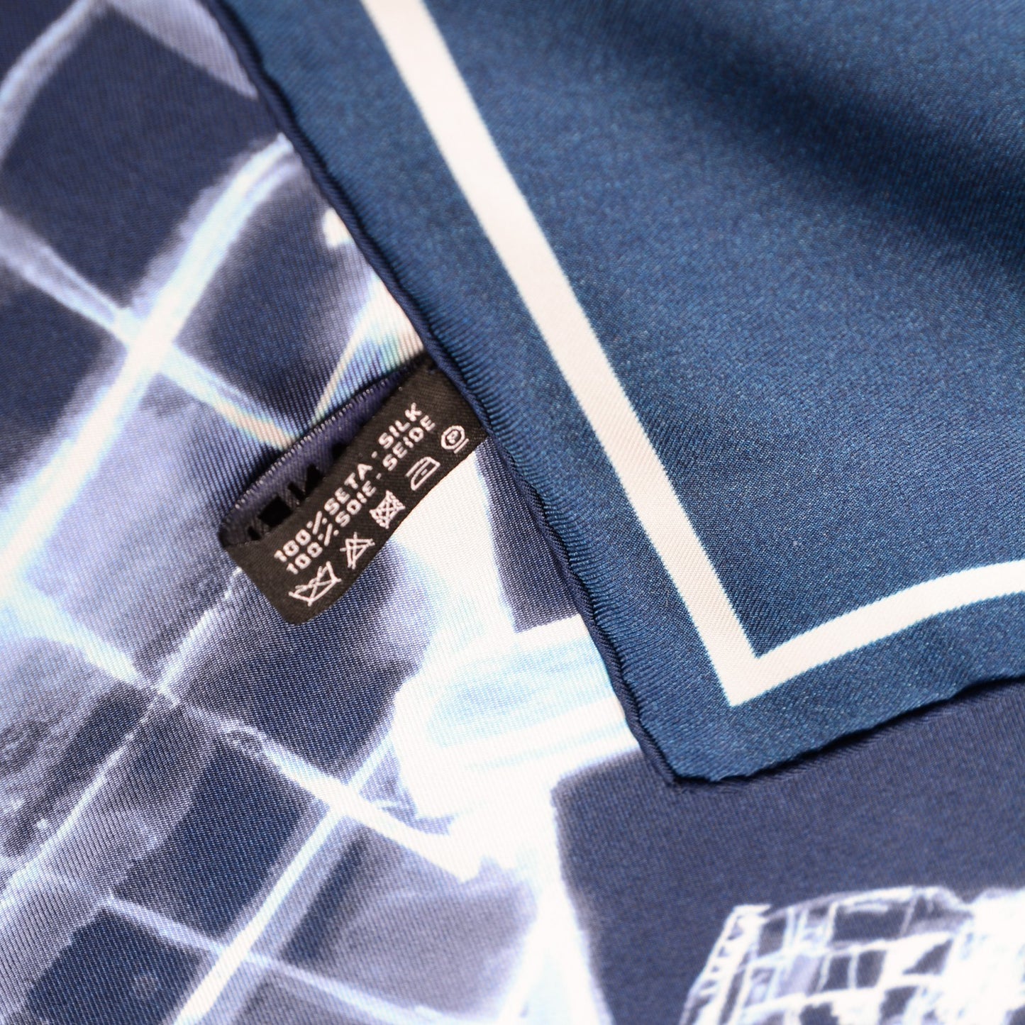 Silk X Ray Scarf Navy Ivory