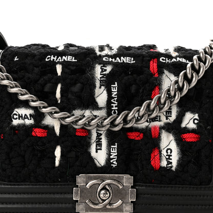 Chanel Lambskin Tweed Logo Embroidered Medium Boy Flap White Red Black 8 of 10