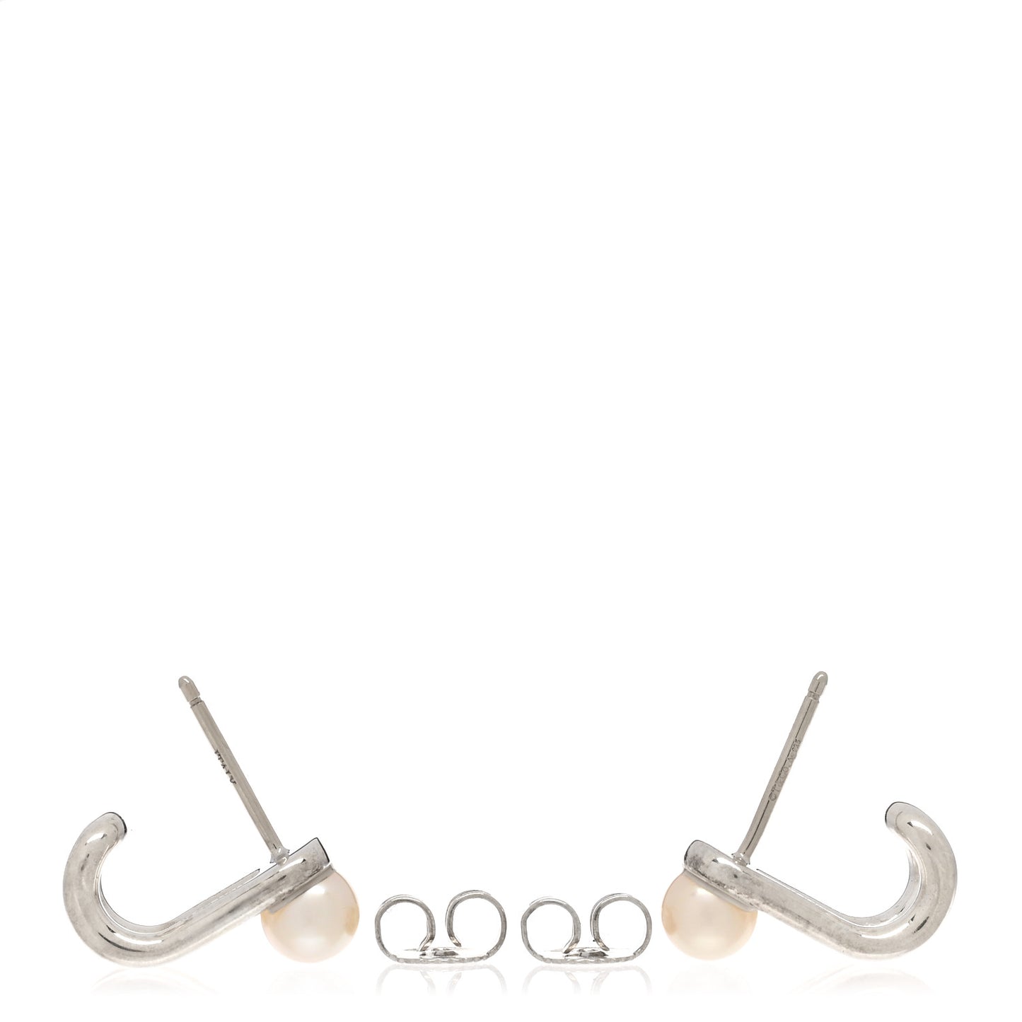 Sterling Silver Pearl HardWear Double Hinged Earrings