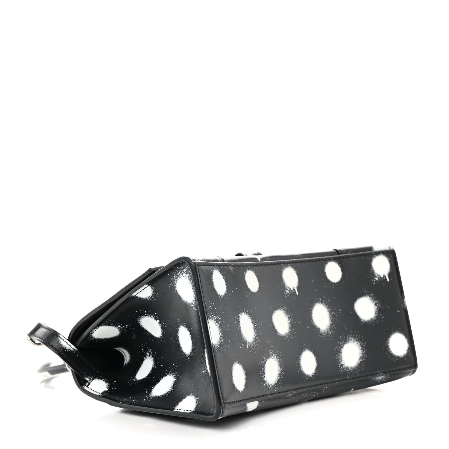 Balenciaga Smooth Calfskin Spray Polka Dot Small Hourglass Top Handle Bag Black White 4 of 13