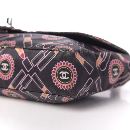 Chanel Satin Printed Lipstick Small Single Flap Black 9 of 10