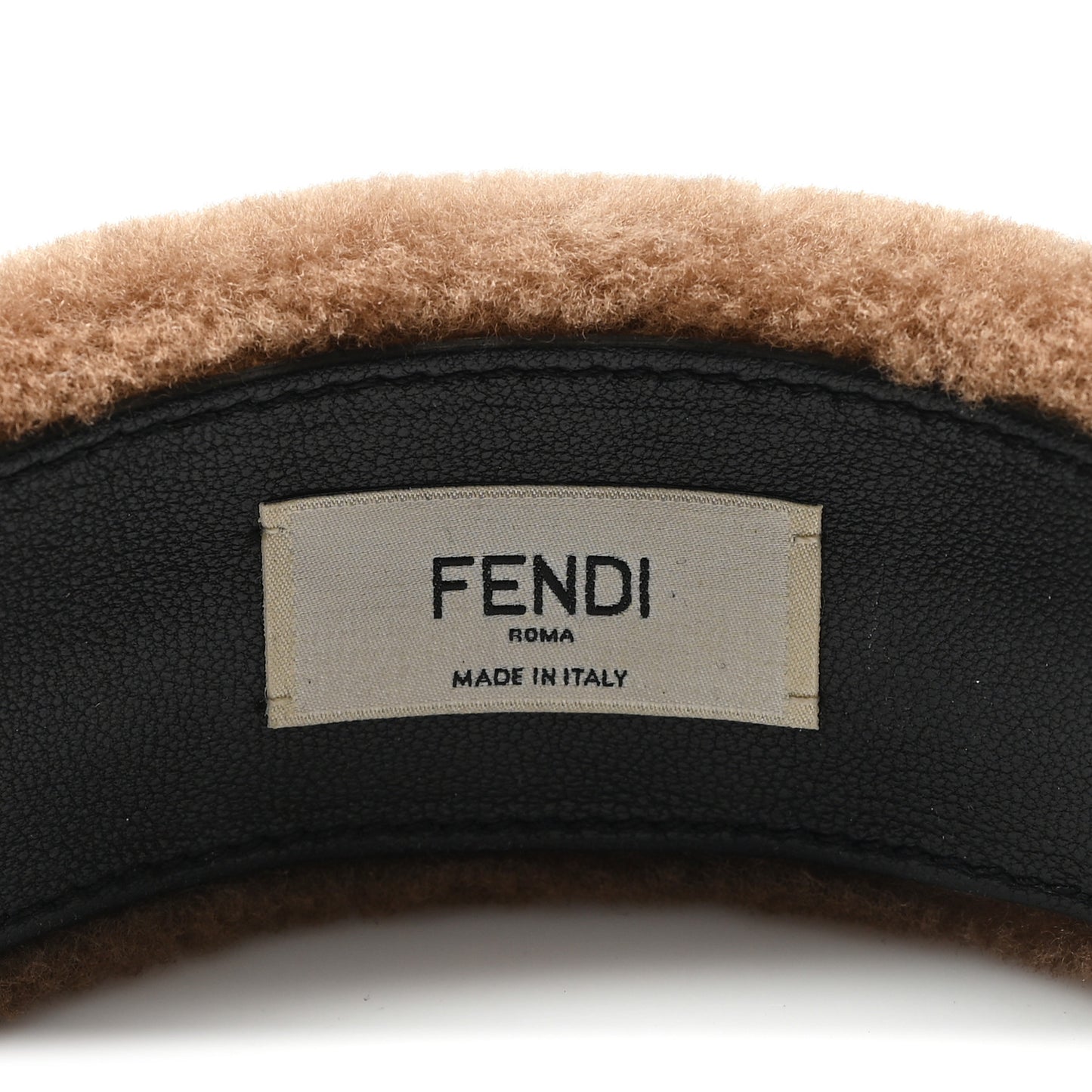 Shearling FF Logo Headband Tobacco