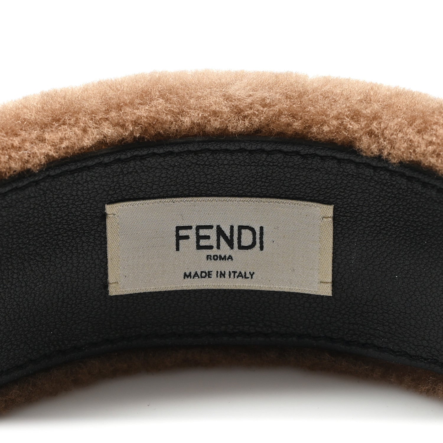 Fendi Shearling FF Logo Headband Tobacco 5 of 5