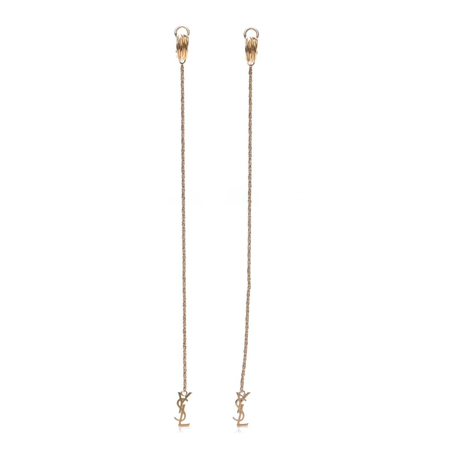 Saint Laurent Metal Opyum Clip On Drop Earrings Gold 1 of 4