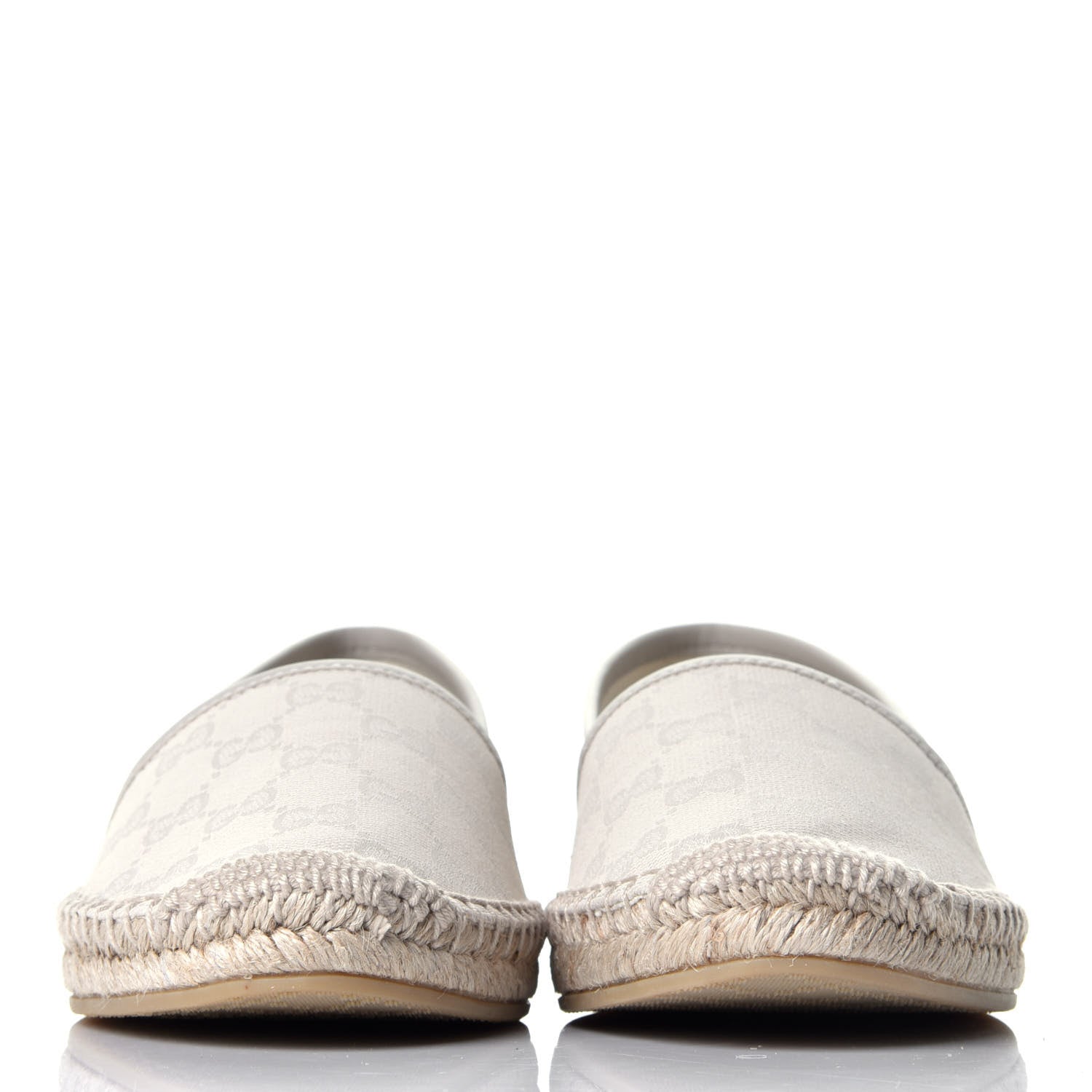 Gucci Washed Cotton Miro Soft Calfskin GG Monogram Espadrilles 37.5 White Mystic White 2 of 9