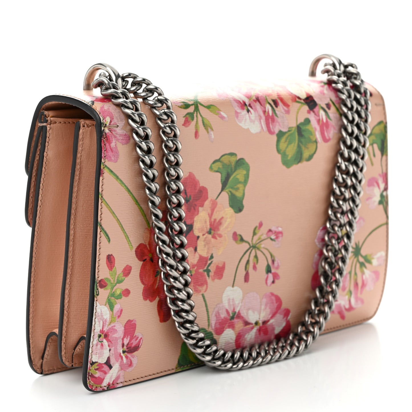 Calfskin Blooms Print Small Dionysus Shoulder Bag Pink Apricot Multicolor