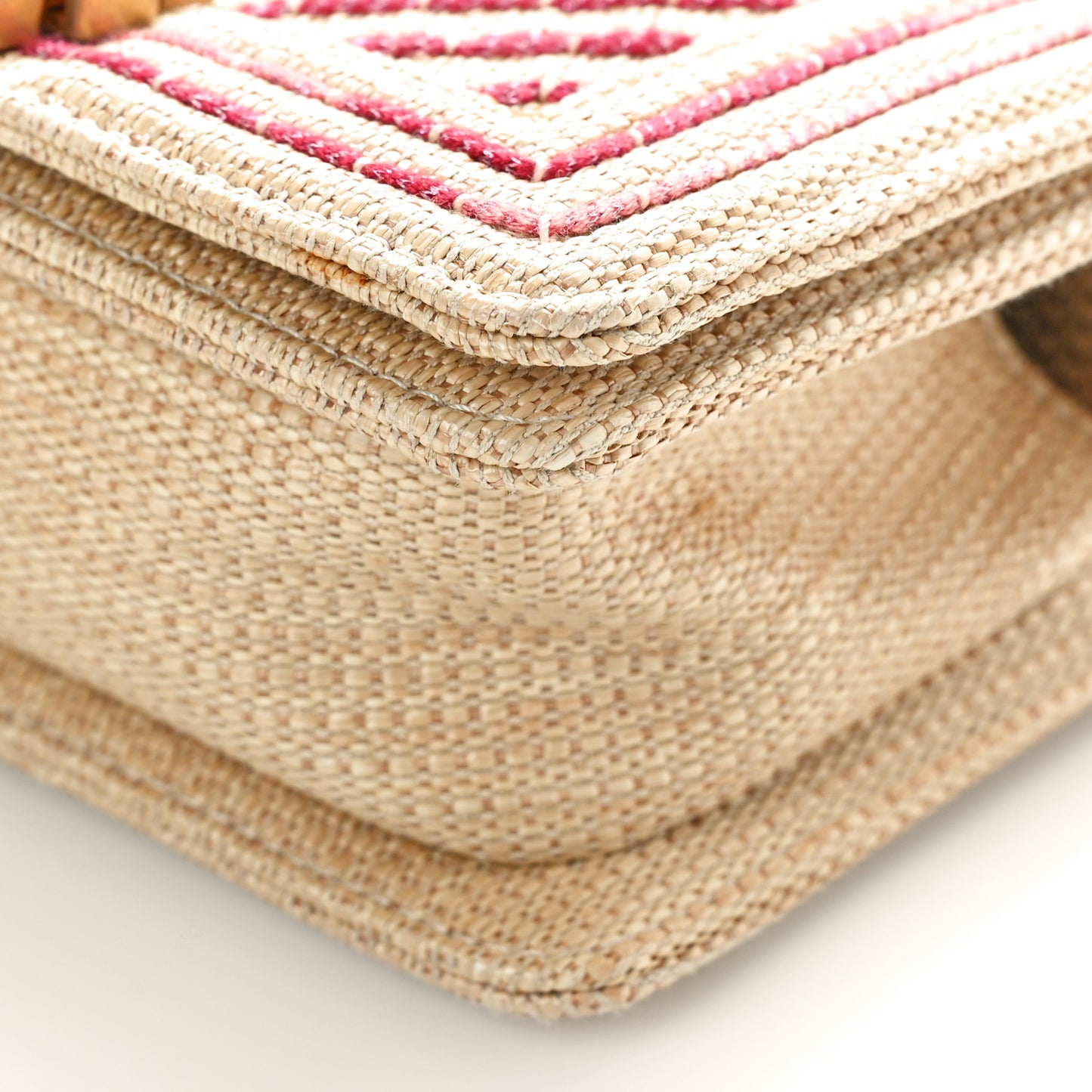 Cotton Canvas Calfskin Chevron Embroidered Small Boy Flap Beige Pink