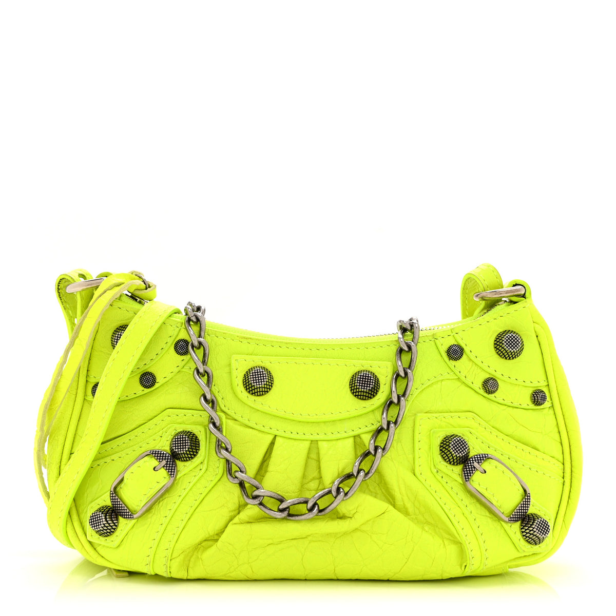 Agneau Arena Le Cagole Mini Purse With Chain Fluo Yellow