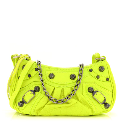 Balenciaga Agneau Arena Le Cagole Mini Purse With Chain Fluo Yellow 1 of 10