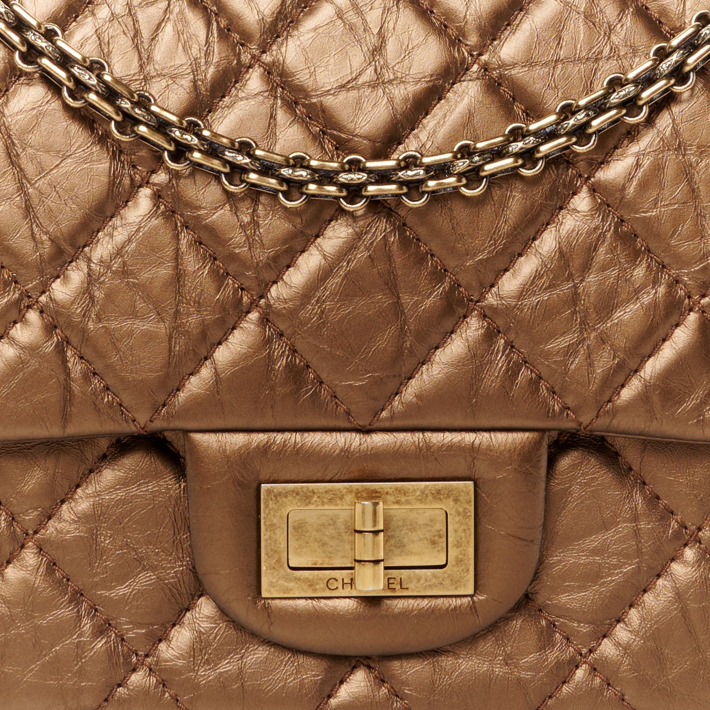 Metallic Aged Calfskin Quilted 2.55 Reissue 226 Flap Bronze