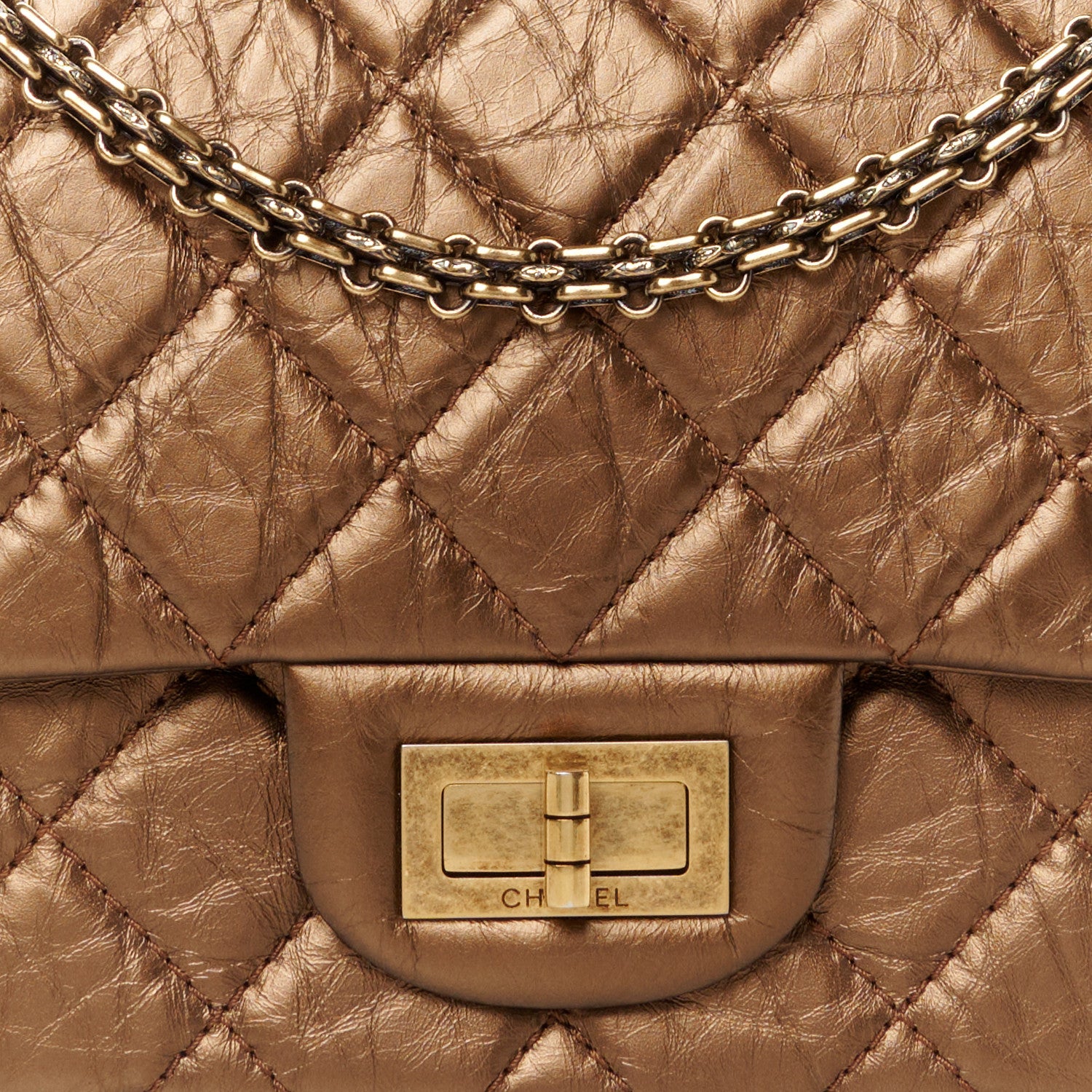 Chanel Metallic Aged Calfskin Quilted 2.55 Reissue 226 Flap Bronze 8 of 10