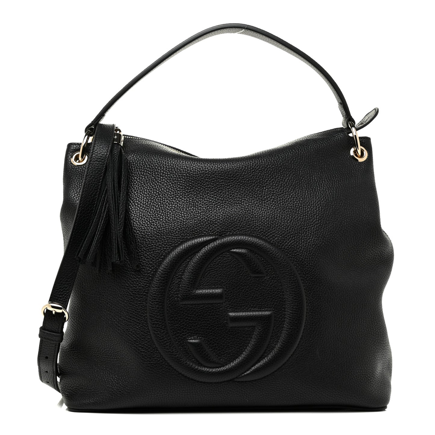 Pebbled Calfskin Large Soho Hobo Black