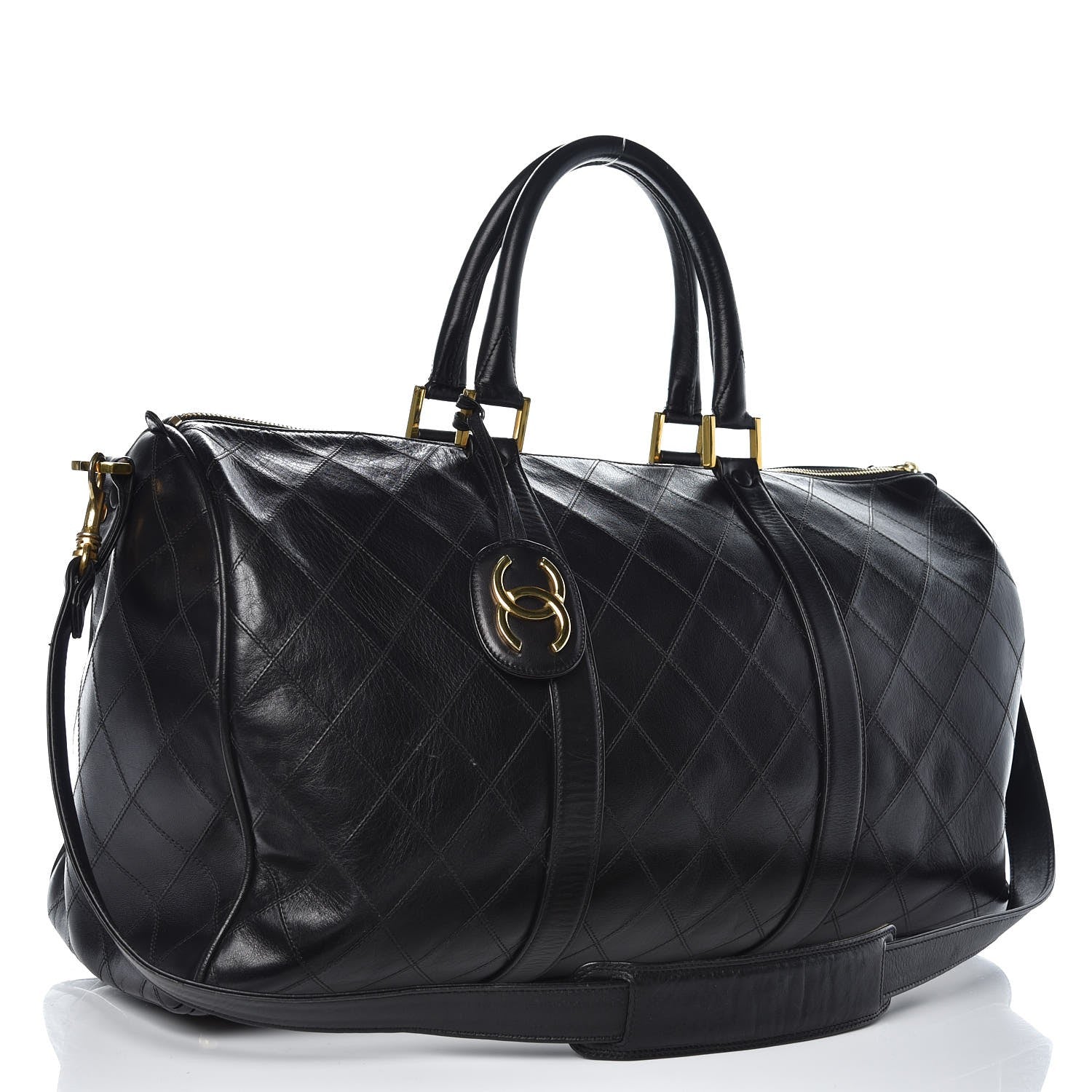 Chanel Calfskin Stitched Duffel Bag Black 3 of 14