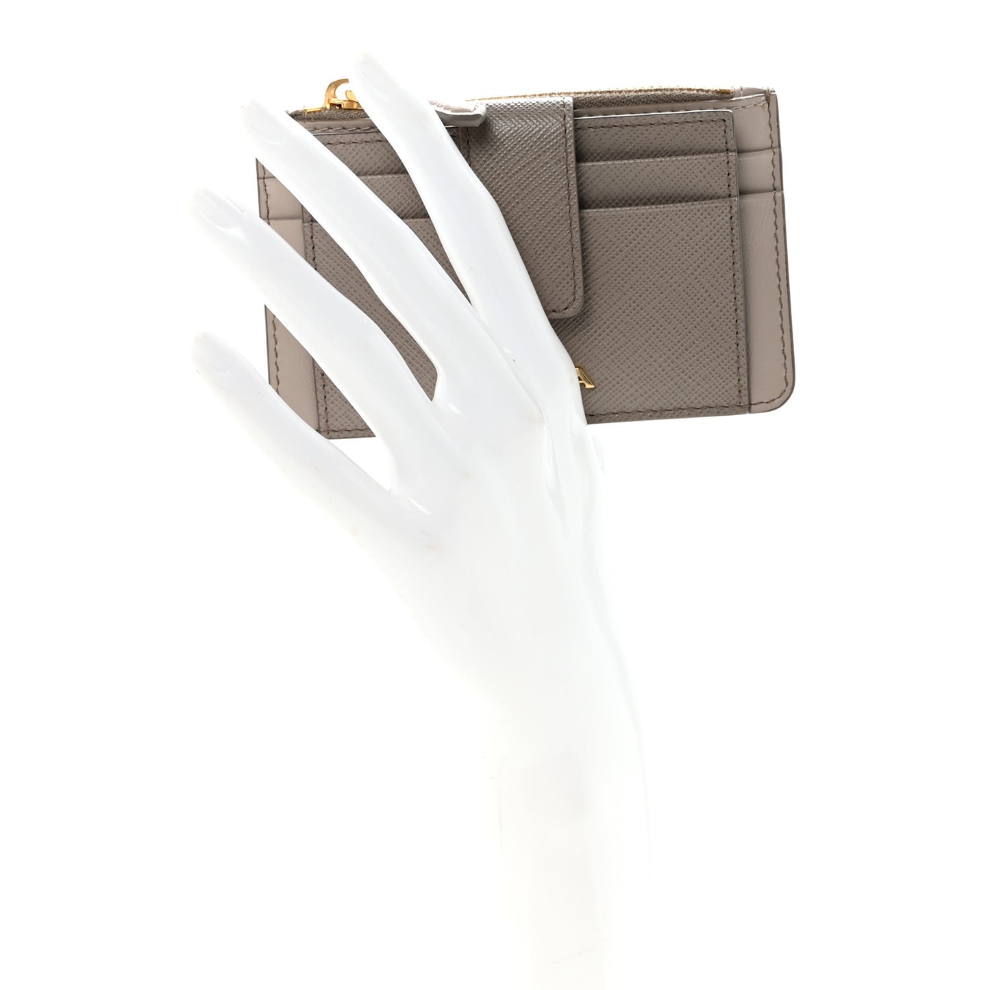Saffiano City Calf Coin Case Card Holder Argilla Pomice