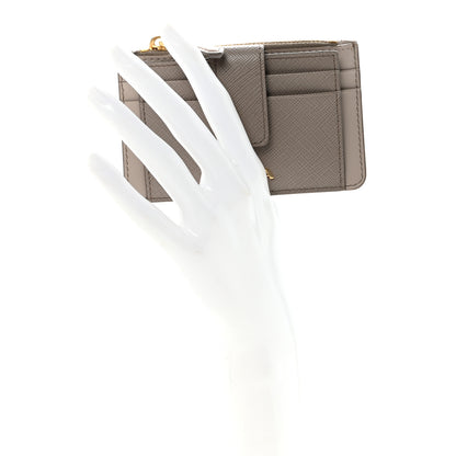 Prada Saffiano City Calf Coin Case Card Holder Argilla Pomice 2 of 7