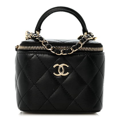 Chanel Lambskin Quilted Top Handle Mini Vanity Case With Chain Black 1 of 11