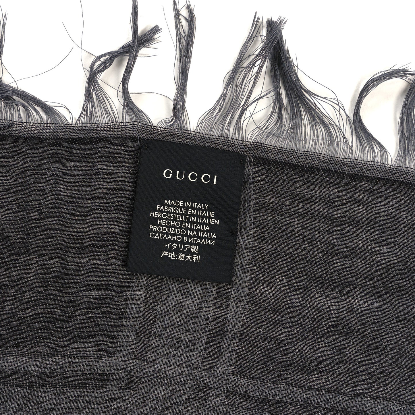 Wool Silk GG Monogram Diamante Plaid Surviee Shawl Graphite Black