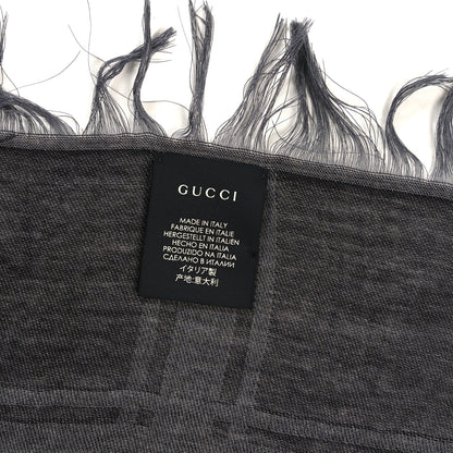 Gucci Wool Silk GG Monogram Diamante Plaid Surviee Shawl Graphite Black 3 of 3