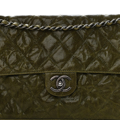 Chanel Crumpled Grained Calfskin Jumbo CC Crave Flap Green 8 of 16