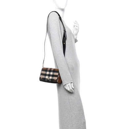 Burberry Cashmere Hackberry Check Note Medium Crossbody Bag Brown 2 of 9