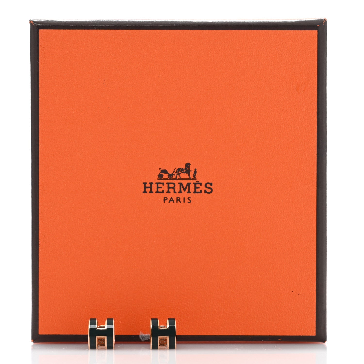 Hermes Rose Gold Lacquered Mini Pop H Earrings Vert Cypress 5 of 5