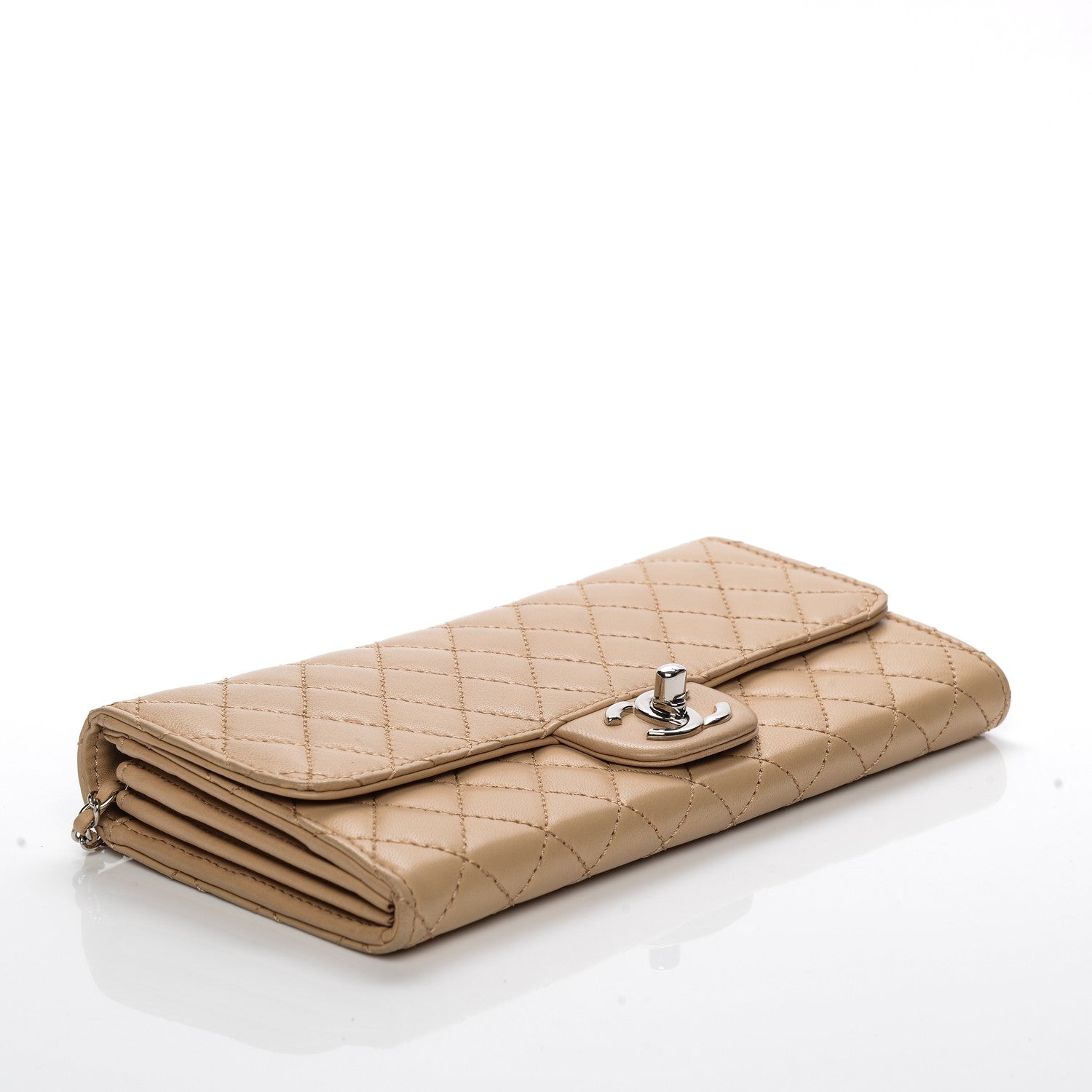 Chanel Lambskin Quilted Chain Clutch Flap Beige 4 of 7
