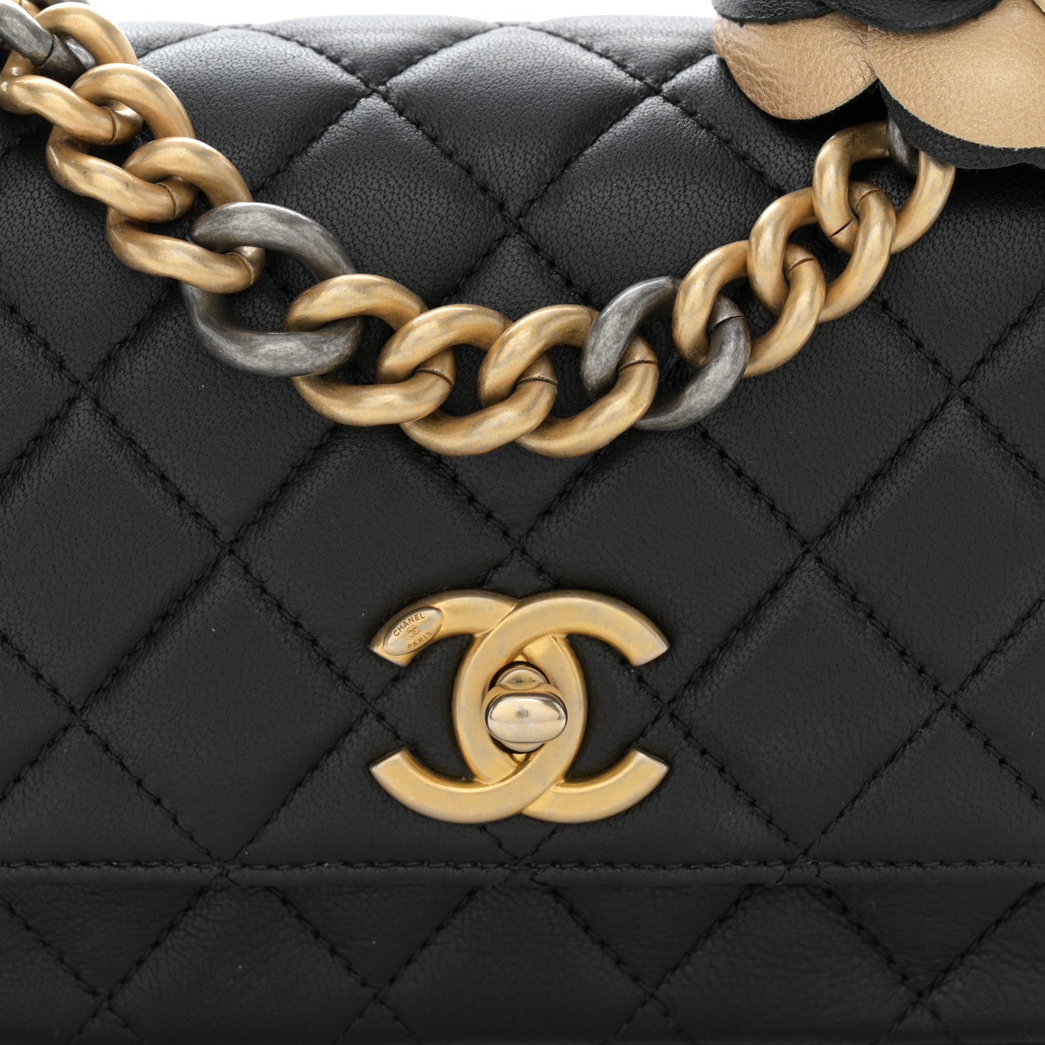 Chanel Lambskin Quilted Small Camellia Flower Flap Black 8 of 11