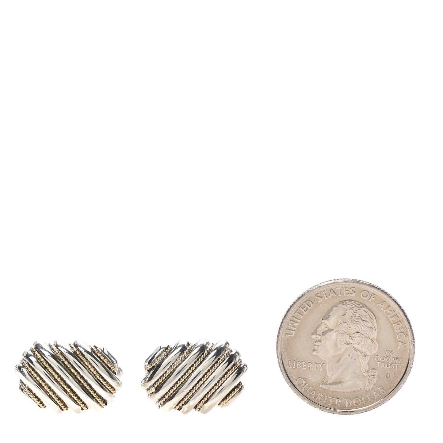 Sterling Silver 18K Yellow Gold Diagonal Rib Cufflinks