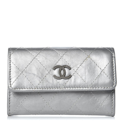 Chanel Metallic Calfskin Quilted Palette Card Holder Silver 1 of 12