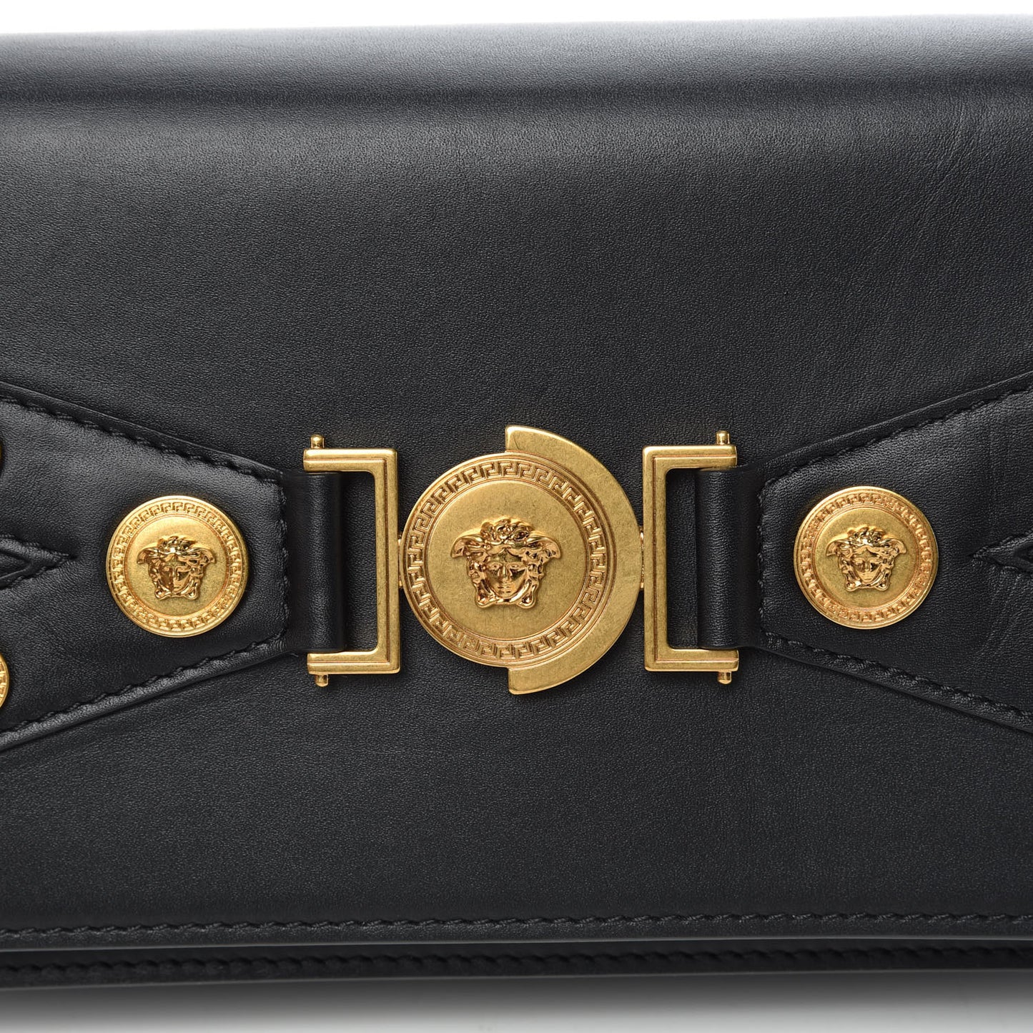 Calfskin Medallion Tribute Crossbody Black