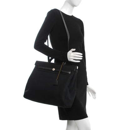 Hermes Toile Vache Calfskin Herbag 40 GM Black 2 of 15