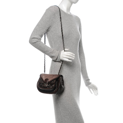 Chanel Lambskin Pony Hair Saddle Bag Dark Brown 2 of 8